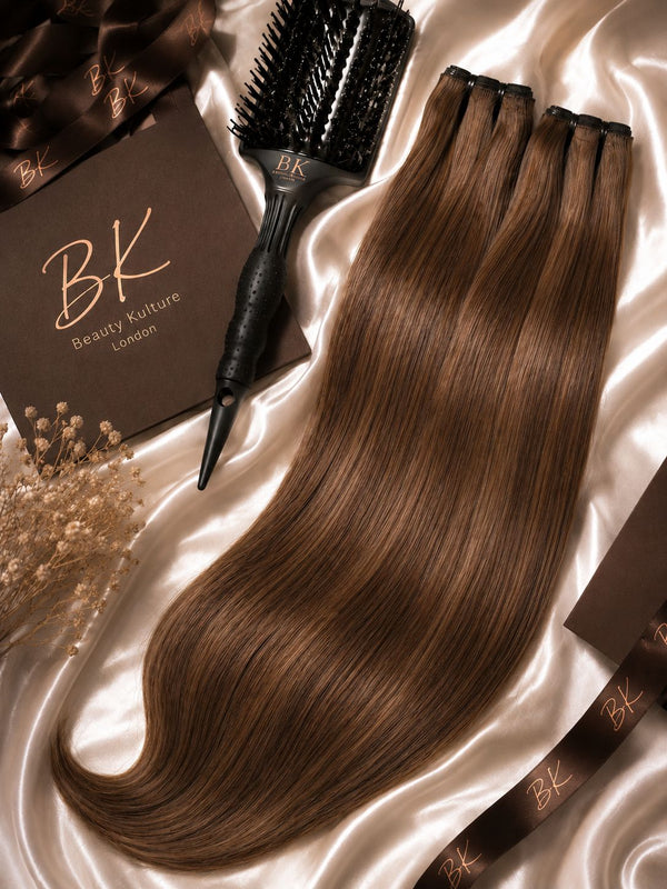 BK  Weft Hair Extensions – 100% Human Hair - Honey Blonde P18/613