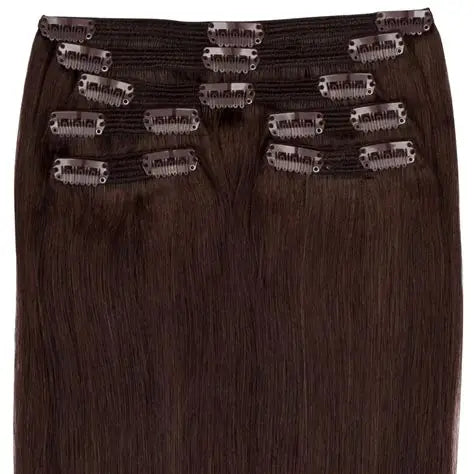 BK Double Weft 8pcs Clip-In Extensions 18'' - Chocolate Brown
