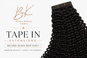 Deep Curly Tape-In Hair Extensions - 50g of hair - Natural Black