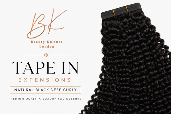 Deep Curly Tape-In Hair Extensions - 50g of hair - Natural Black