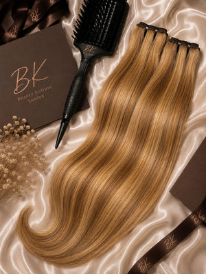 BK  Weft Hair Extensions – 100% Human Hair - Honey Blonde P18/613