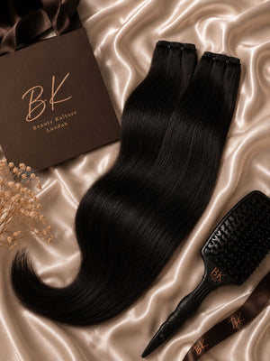 BK  Weft Hair Extensions – 100% Human Hair - Natural Black