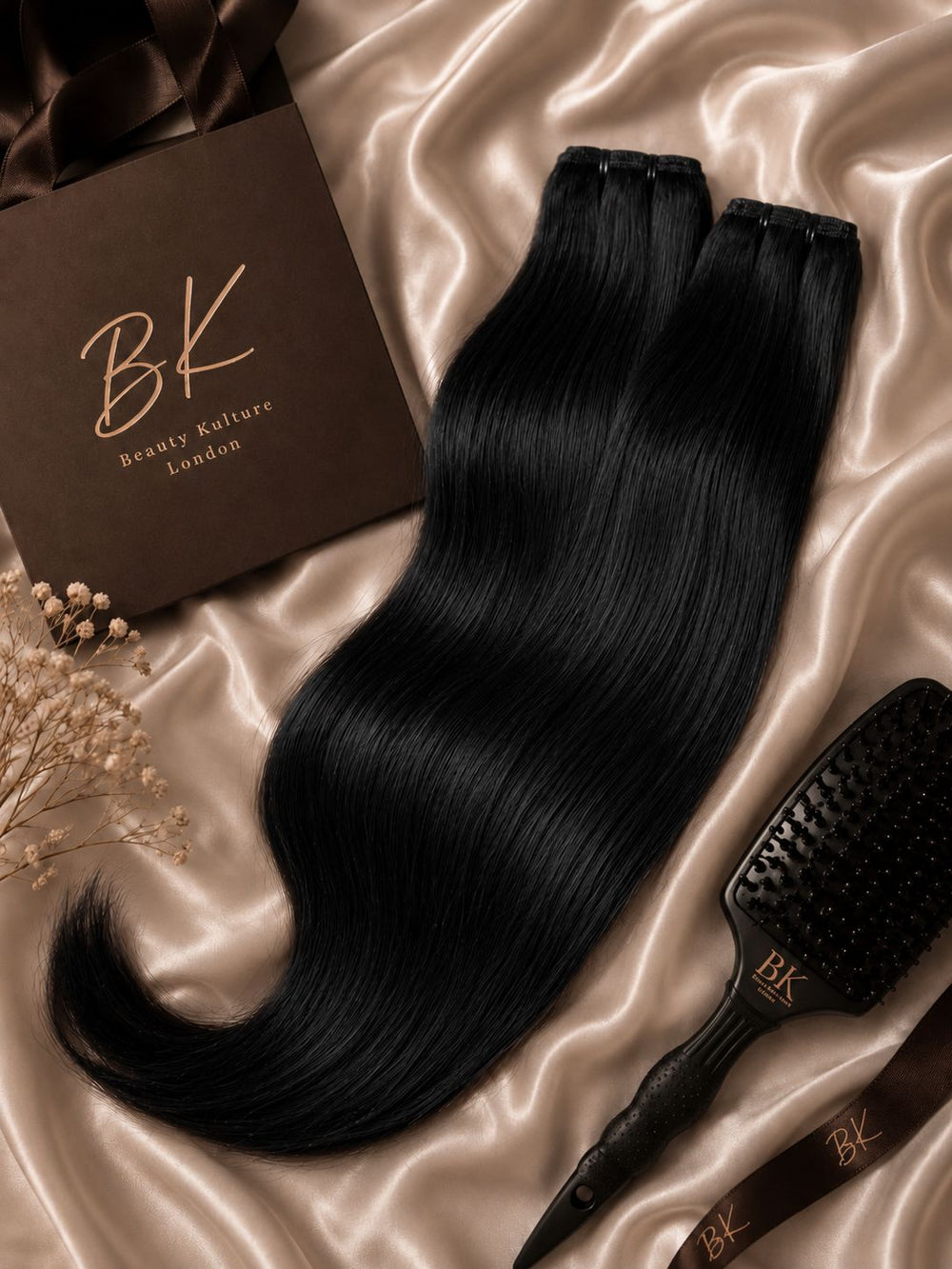 BK  Weft Hair Extensions – 100% Human Hair - Jet Black