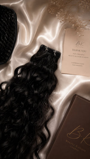 Deep Curly Tape-In Hair Extensions - 50g of hair - Natural Black
