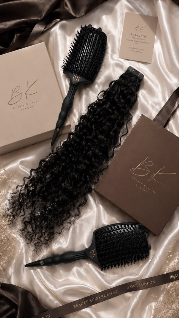 Deep Curly Tape-In Hair Extensions - 50g of hair - Natural Black