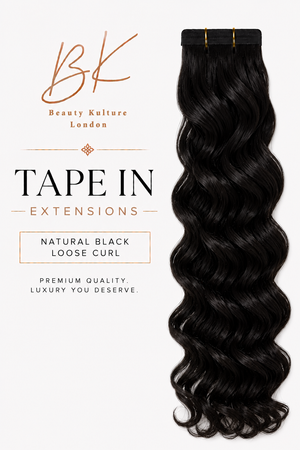 Loose Curl Tape-In Hair Extensions - 50g of hair - Natural Black