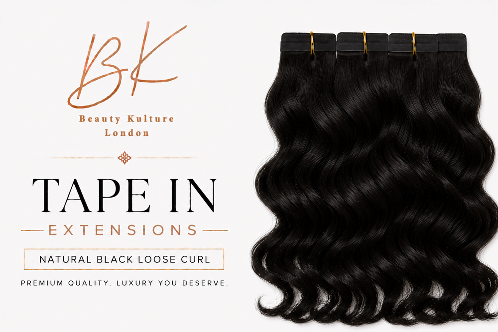 Loose Curl Tape-In Hair Extensions - 50g of hair - Natural Black